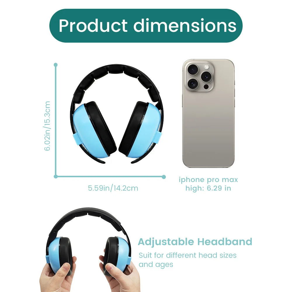 Ear Muffs for Infants with Elastic Headband, Baby Earmuffs Ideal for Flights, Baby Ear Noise Reduction Earmuffs - Baby Headphone