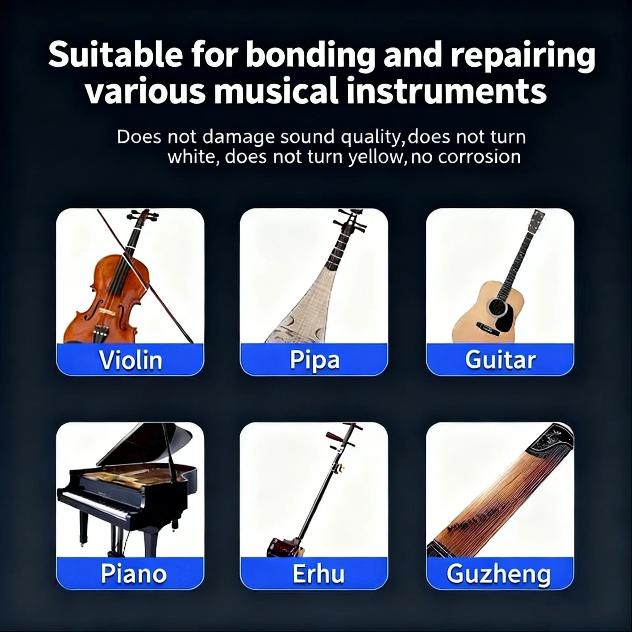 401 Quick Drying Multi-Purpose Instrument Glue Piano Key Repair Special,Black and White Piano Keyboard Peeling Key Top Fixed 20g