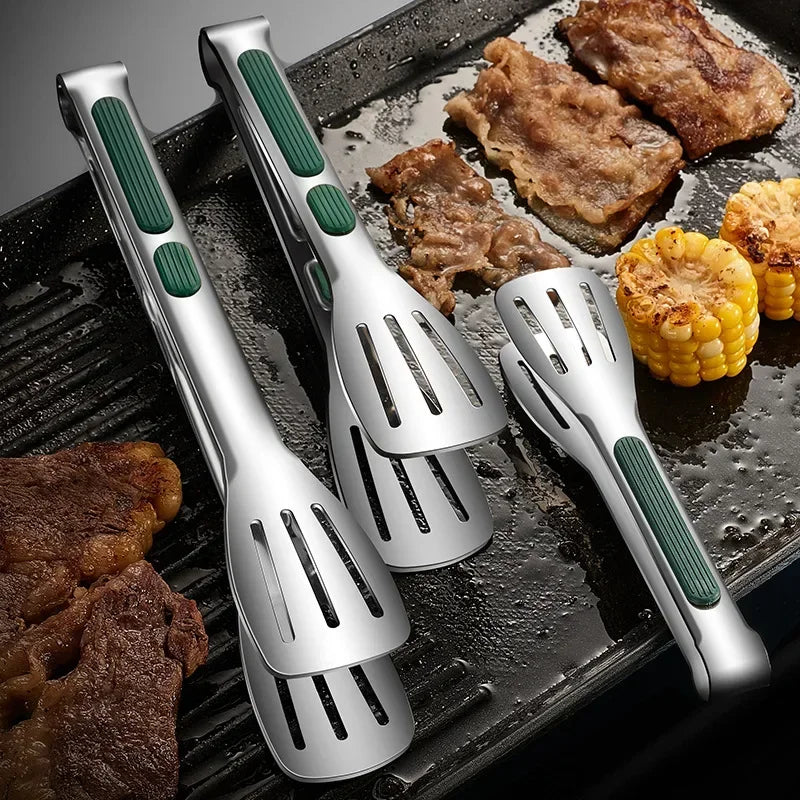 7/9/12Inch Anti-Slip Stainless Steel Kitchen Food Tongs Grill Meat Bread Serving Clip Barbecue Buffet Clamp Cooking Accessories