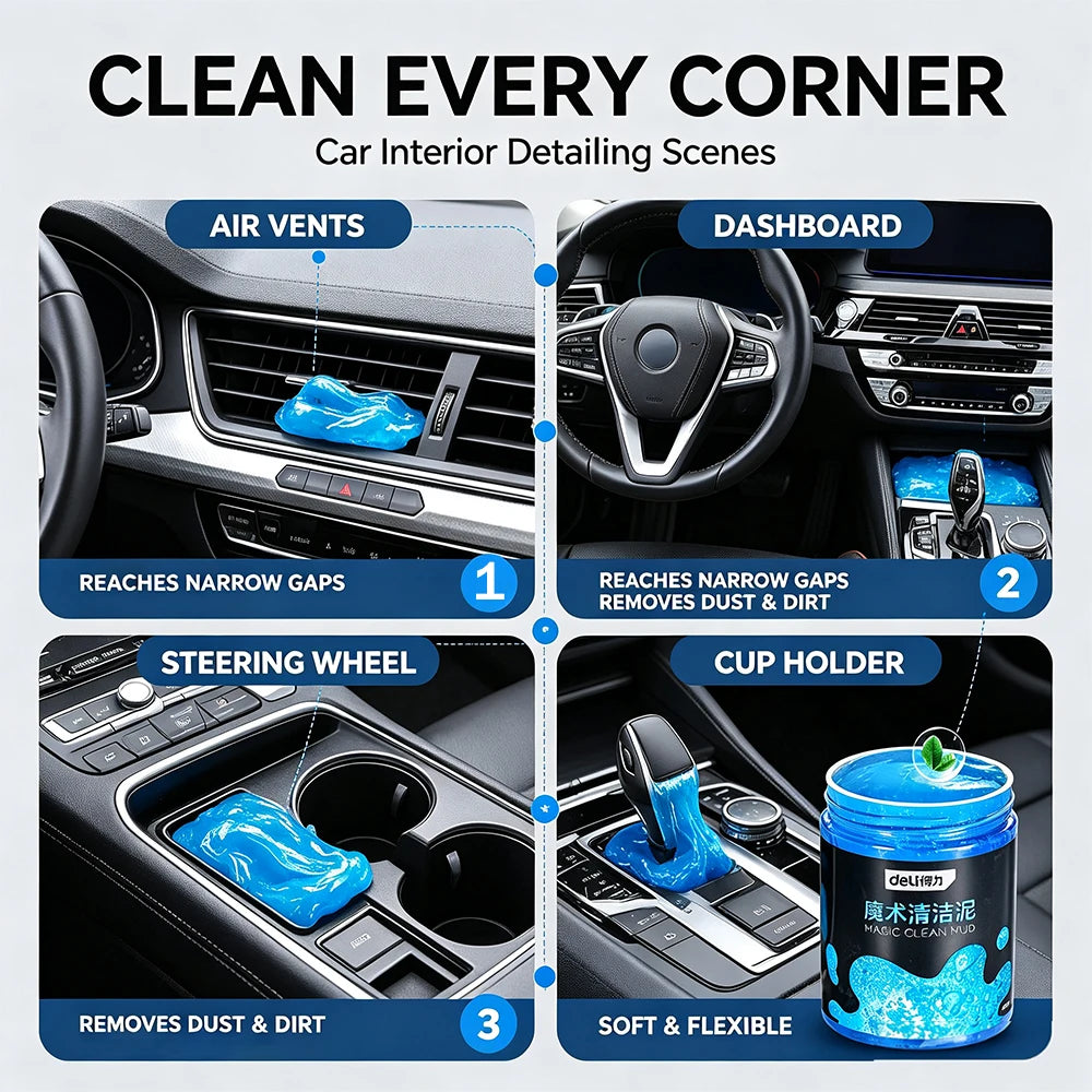 Car Cleaner Gel Car Slime Cleaner Dust Cleaning Gel Auto Interior Cleaning Slime Eco-Friendly Non-Abrasive Auto Mud for Inter