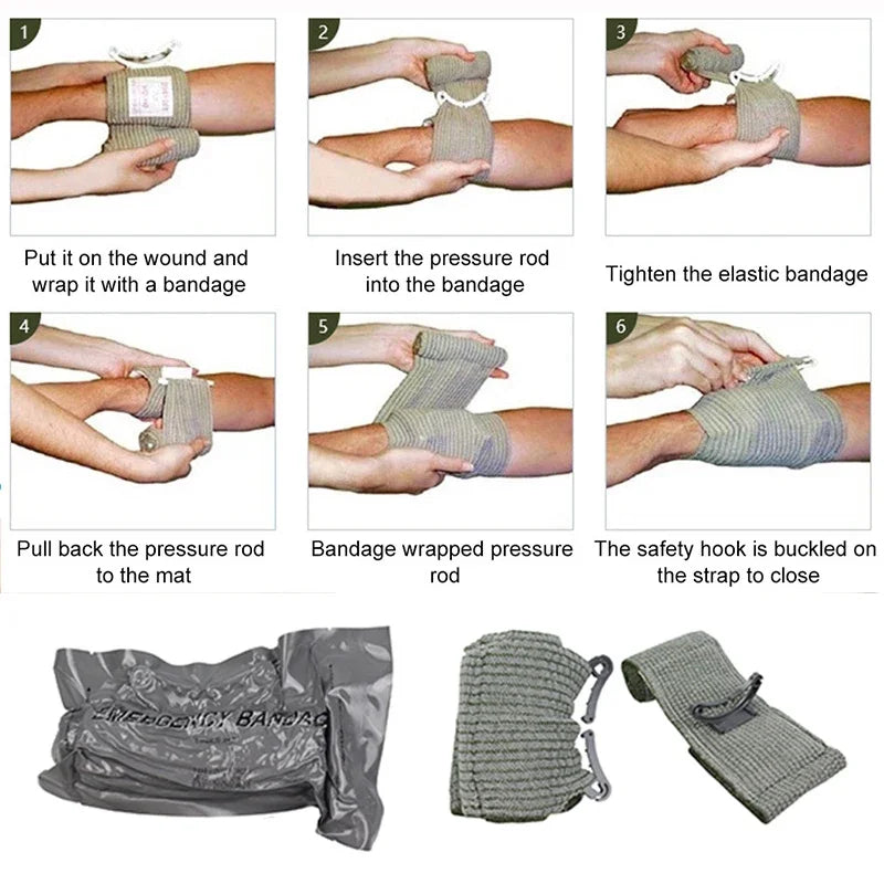 Outdoor Emergency Trauma Kit Compression Tourniquet Sterile Medical Dressing Roll Bandage First Aid Supplies