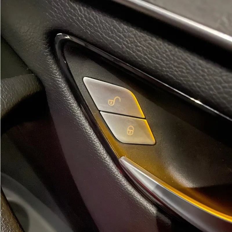 ABS Car Door Lock Unlock Buttons Cover Stickers Fit For Mercedes Benz C E Class GLC W205 W213 X253 Vito W447 Auto Accessories
