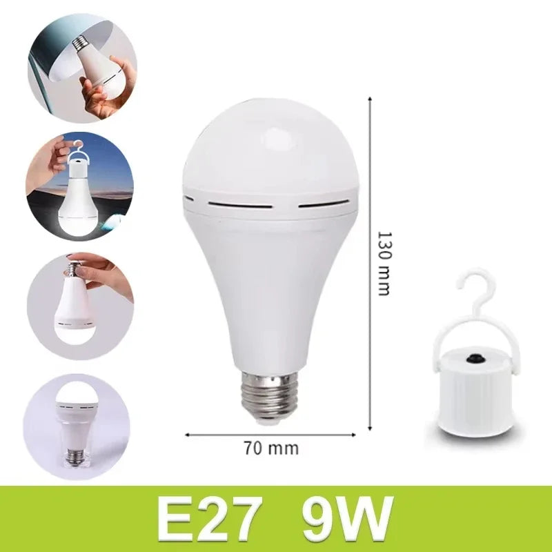 9W 15W LED Emergency Light Bulb Rechargeable Energy Saving Lamp for Home Power Outage Backup Waterproof Portable Handheld Light