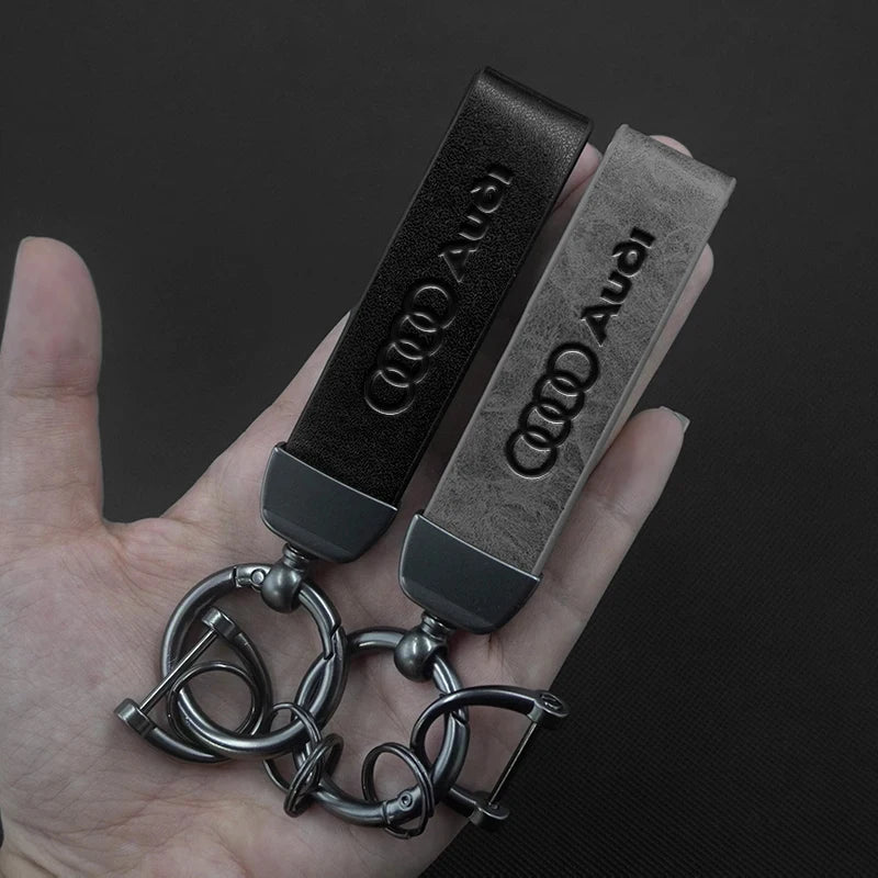 Leather Car Keychain Key Chain Keying Pendant Holder Accessories For Audi Sline A4 A3 A6 TT S4 S5 S6 A1 A2 A5 A7 A8 Q1 Q2 Q3 Q4