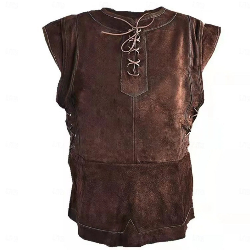 Set Medieval Renaissance Knee Length Outfits Fancy Costume Faux Fur Costume Warrior Men's Viking Halloween Carnival LARP