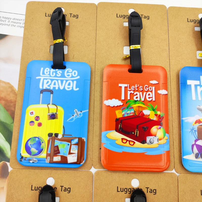 Let's Travel Luggage Label Men Travel Luggage Tag Boys Suitcase ID Address Holder Baggage Boarding Portable Suitcase Ticket