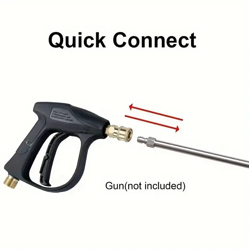 17 Inch Stainless Steel High Pressure Washer Extension Wand, 1/4" Quick Connect Male Female Plug, Cleaning Gun Accessory