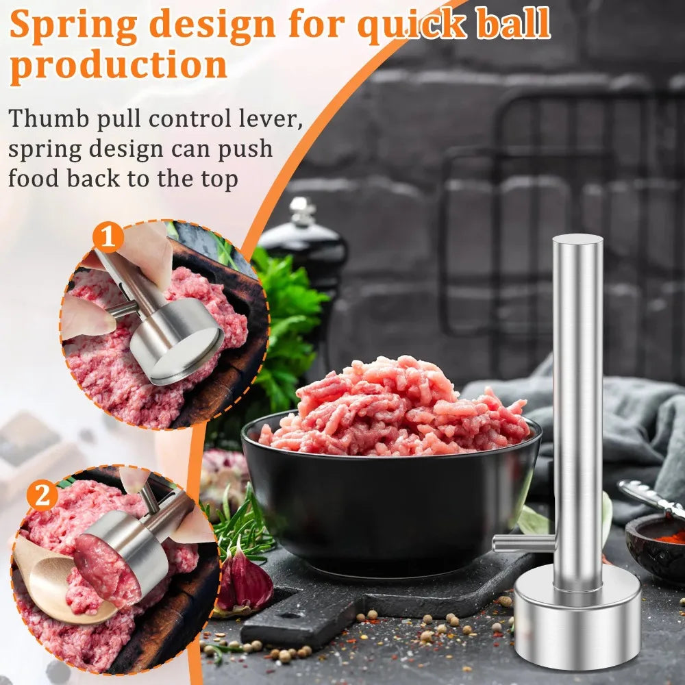 1Pcs Stainless Steel Falafel Scoop Meatball Maker Durable Kitchen Tool Spring Design Nonstick Falafel Mold for Cooking Gadgets