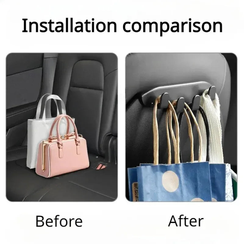 Car Seat Hook For Tesla Model 3 Y S X 3+ ABS Trunk Grocery Bag Hook Auto Back Seat Headrest Hanger with 4 Hooks Upgrade Version