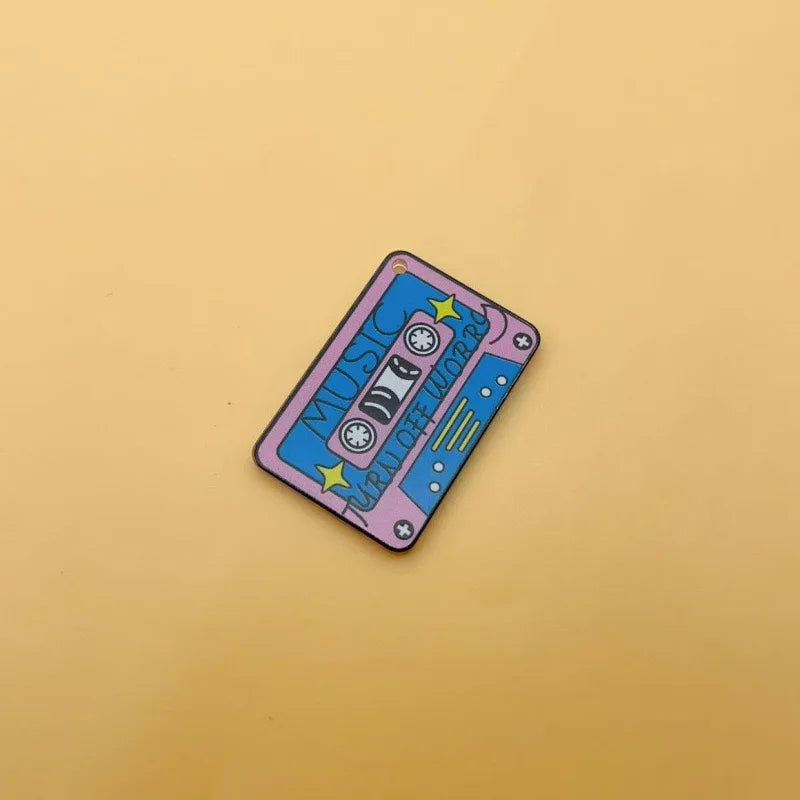 10pcs music style cassette DVD burner double-sided printing acrylic jewelry DIY pendant necklace accessories