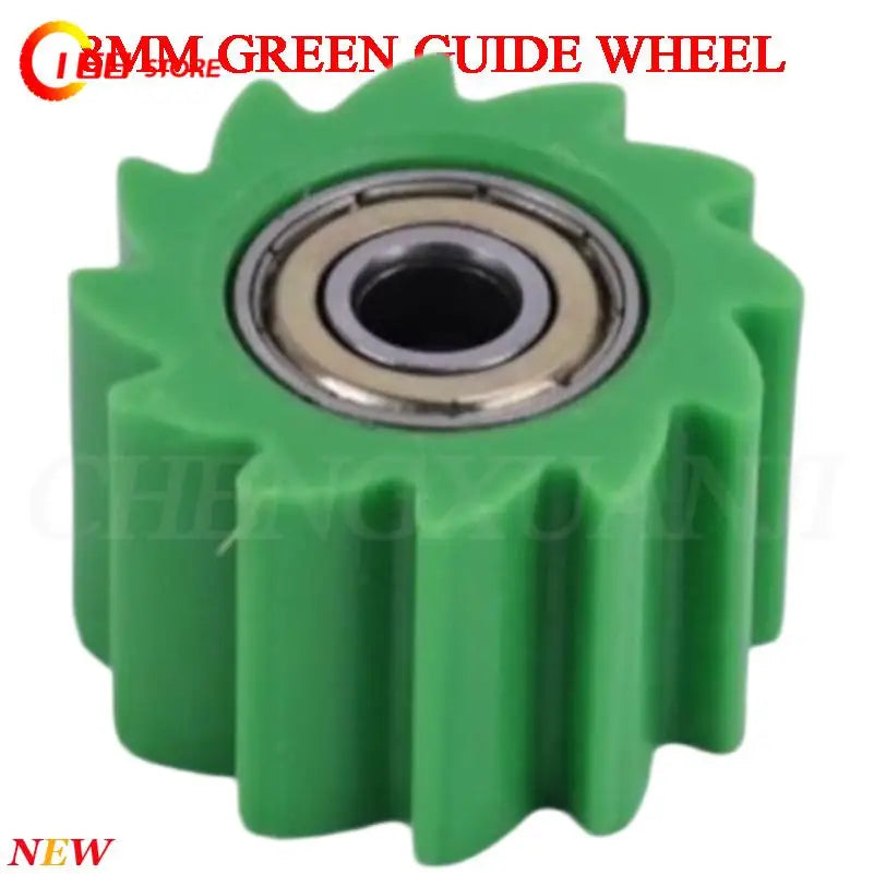 Durable green 8mm off-road motorcycle chain guide wheel, wear-resistant guide accessory part
