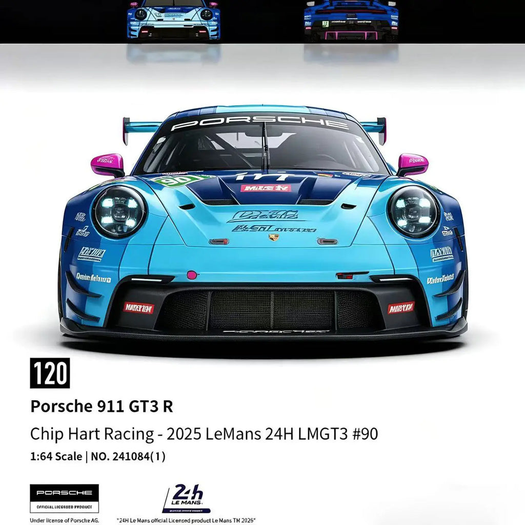 TH-Trends Hobby 1/64 Porsche 911 GT3 R 24H Le Mans 2025 #90 Car Alloy Motor Vehicle Diecast Metal Model Kids Toys Boys