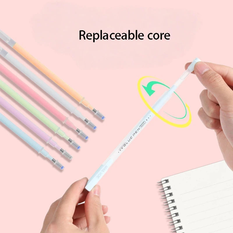 6pcs Pen-Shaped Solid Glue Stick for Kids Quick-Drying Craft Adhesive Pen for School DIY Scrapbooking Creative Art Tools
