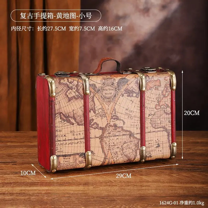 European Retro Leather Travel Suitcase Film and Television Shooting Prop Box Home Iscellaneous Storage Box