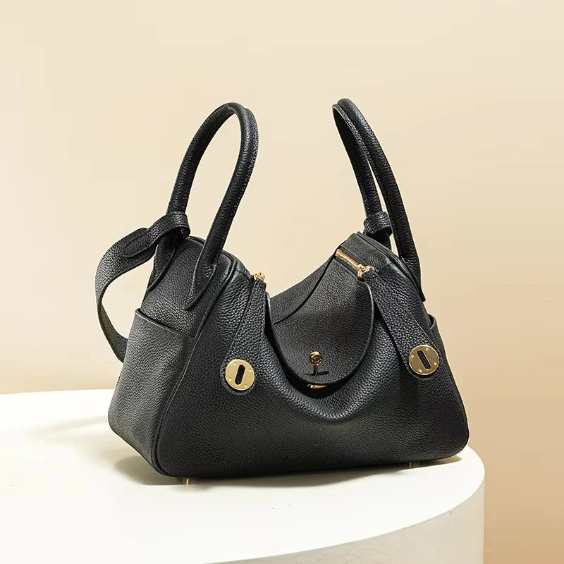 Women's Handbag 2026 New Style Top Layer Cowhide Leather Lundy Mini Doctor Bag Genuine Leather Handbag Single Shoulder Crossb