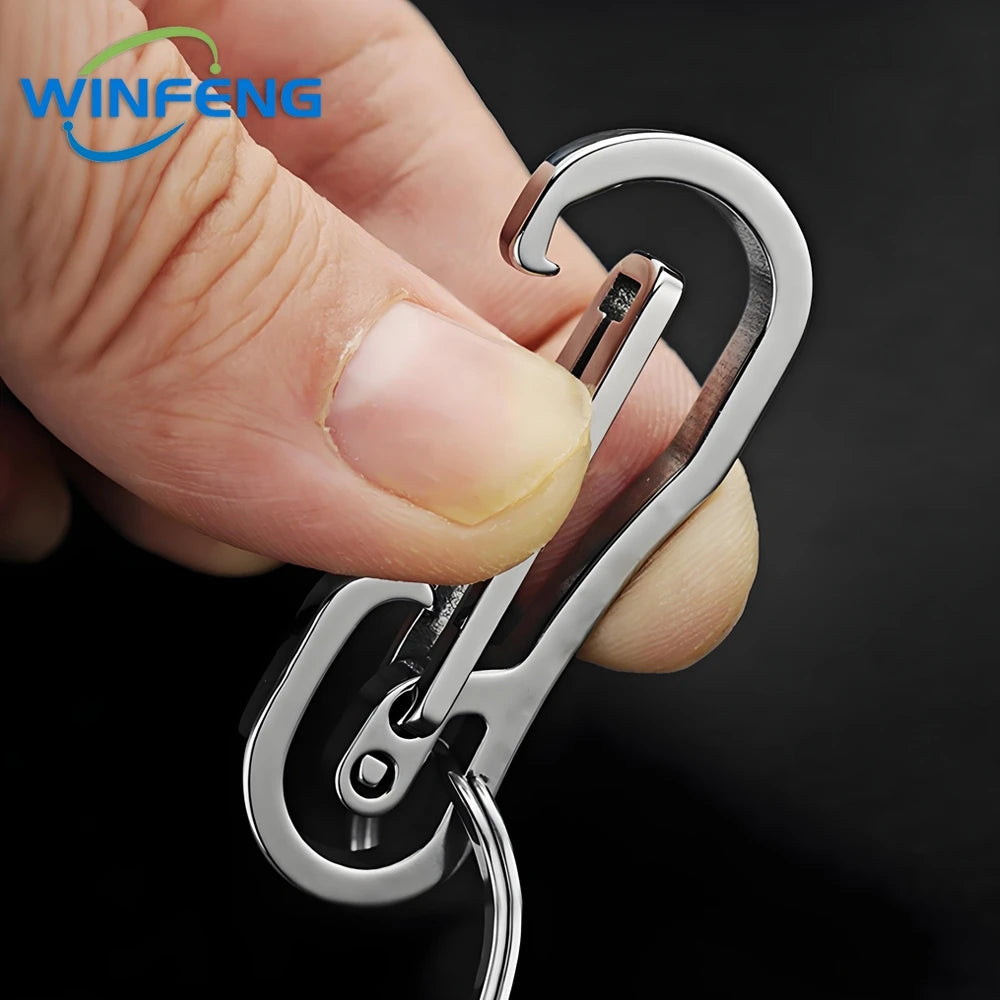 Portable Metal Carabiner Shape Key Ring Keyring Key Holder Clips Hook Holder Organizer Emergency Survival Whistle Keychain