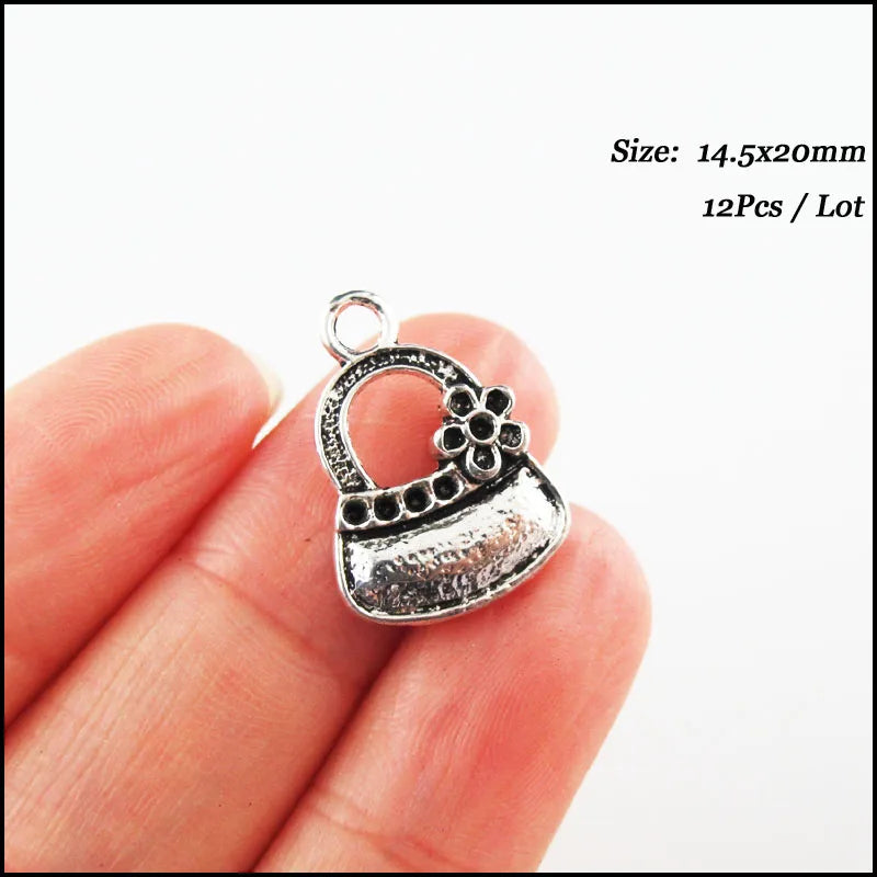Fashion New Lady Handbag Valise Charms Tibetan Silver Plated Pendants For Gifts Jewelry
