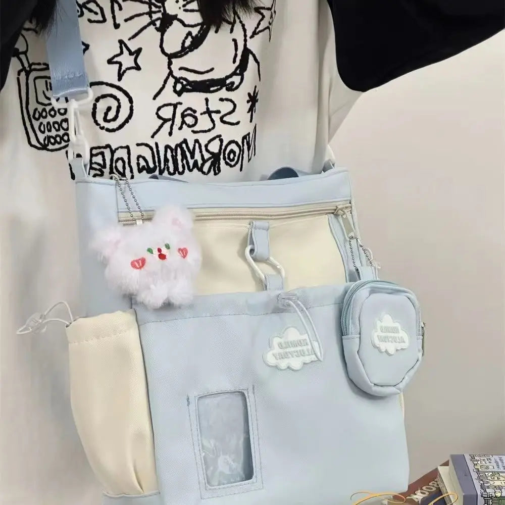 Kawaii Japanese School Crossbody Bag: Versatile Tote for Girls - Spacious Study Shoulder Bag for Tutoring & Class