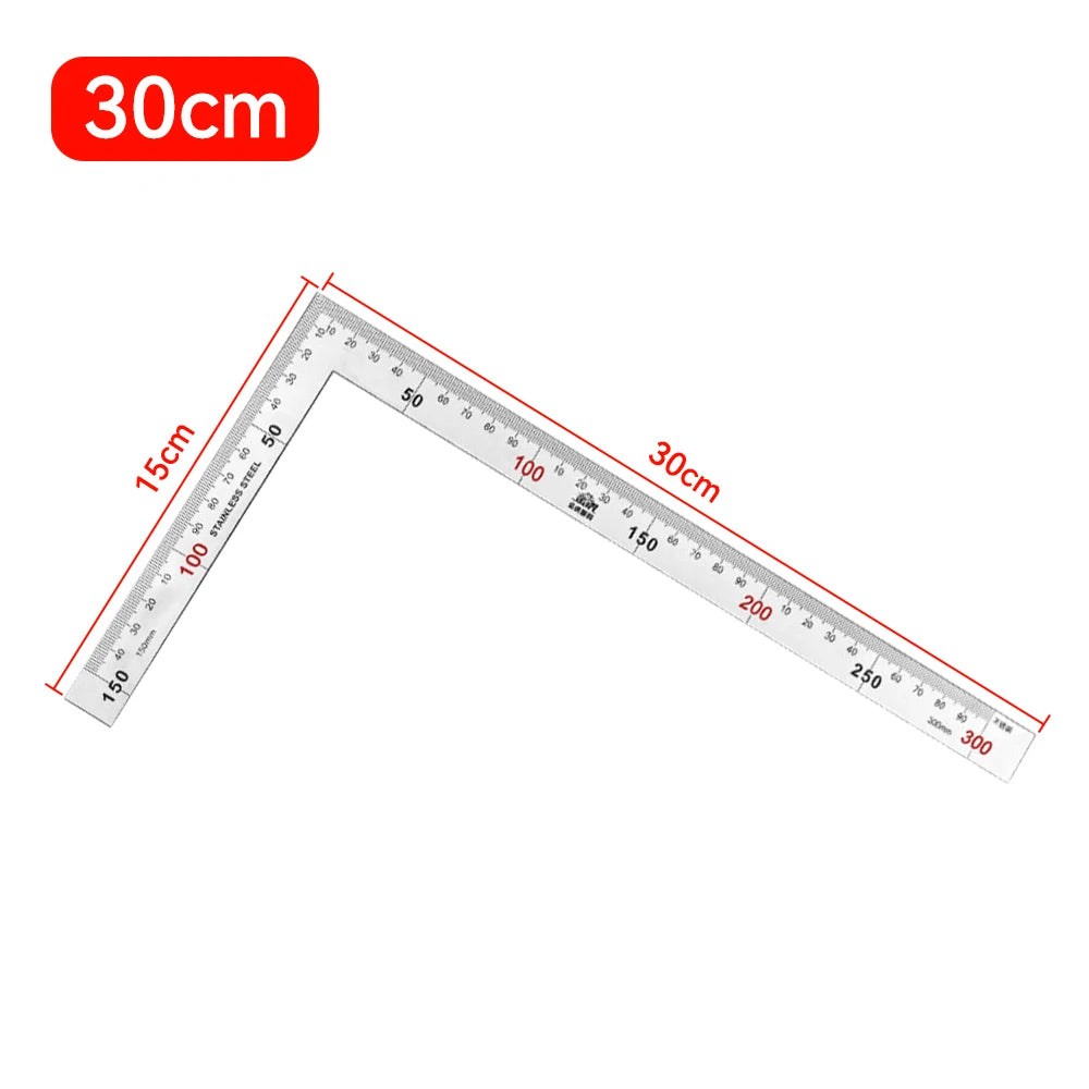 Aluminum Alloy Square Ruler Right Angle 90 Turning Ruler Woodworking Ruler Steel Turning Ruler Measuring Tools Gauge