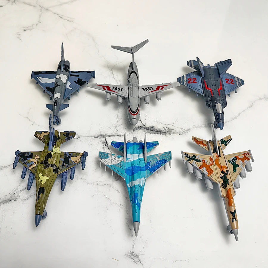6pcs fighter plane combination toy children can coast home display collection decoration children birthday gift