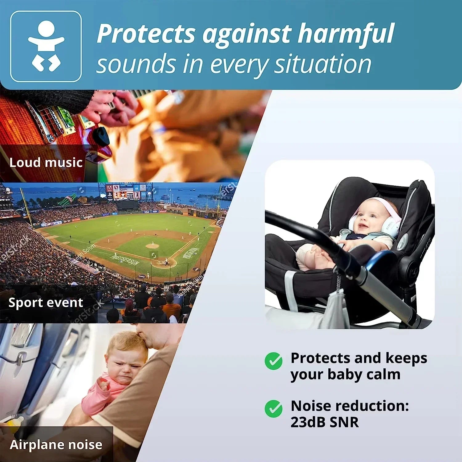 Baby Ear Protection for Babies Toddlers Elastic Noise Reduction Earmuffs Baby Headphones Against Hearing Damage