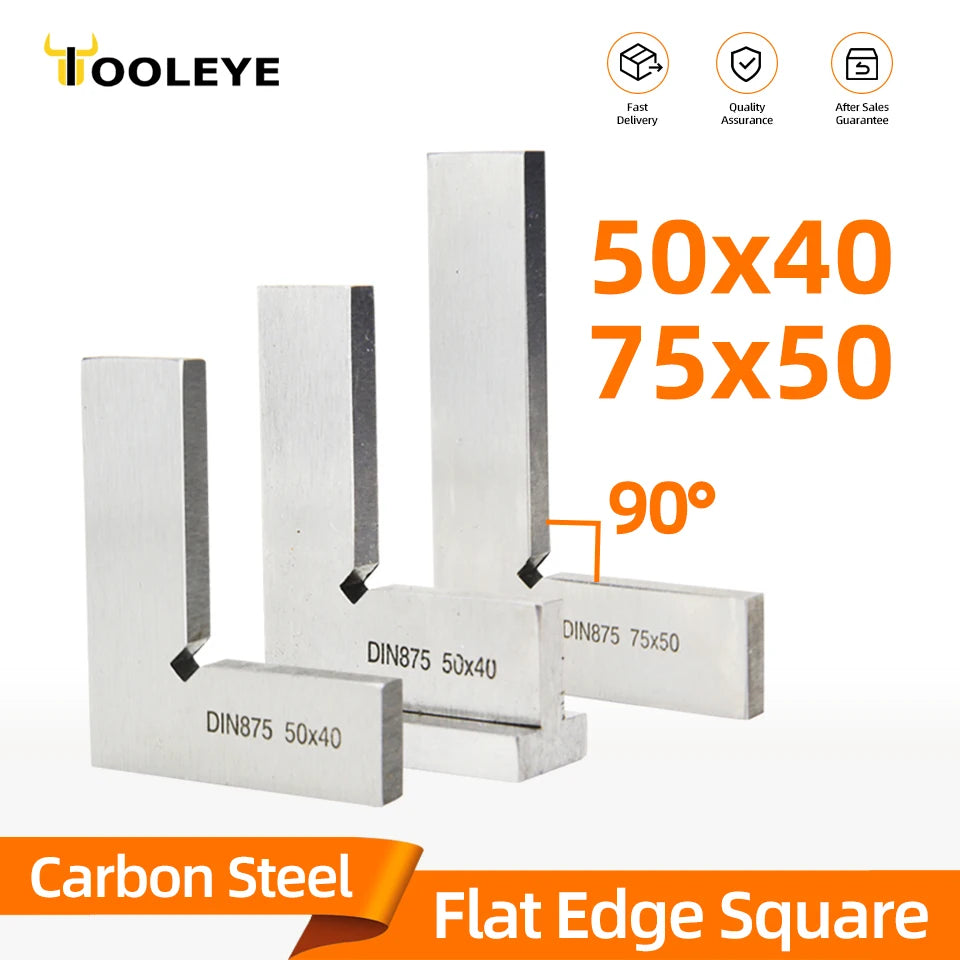 Try Square Flat Edge Square Ruler 90 Degree Woodworking Tools Metal Right Angle Ruler Measurement Tools Set-Square 50x40/75x50mm