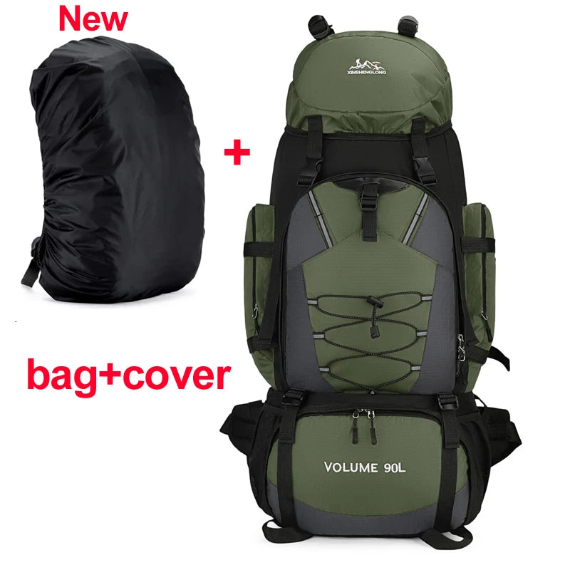 90L Waterproof Hiking Camping Backpack Trekking Bag Rucksack Large Capacity Travel Outdoor Sports Bags Camping Equipment Men