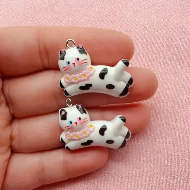 10pcs cartoon DIY resin accessories accessories, cat cream rubber hair clip, phone case, shoe buckle, keychain pendant