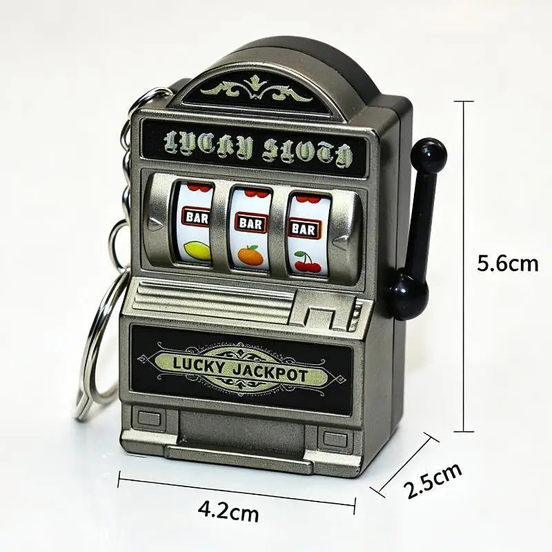 [CL]Mini Gambling Slot Machine Key Chains Arcade Pocket Fruit Lucky Jackpot Gadget Antistress Toy Funny Games Keychain Ring[CL]