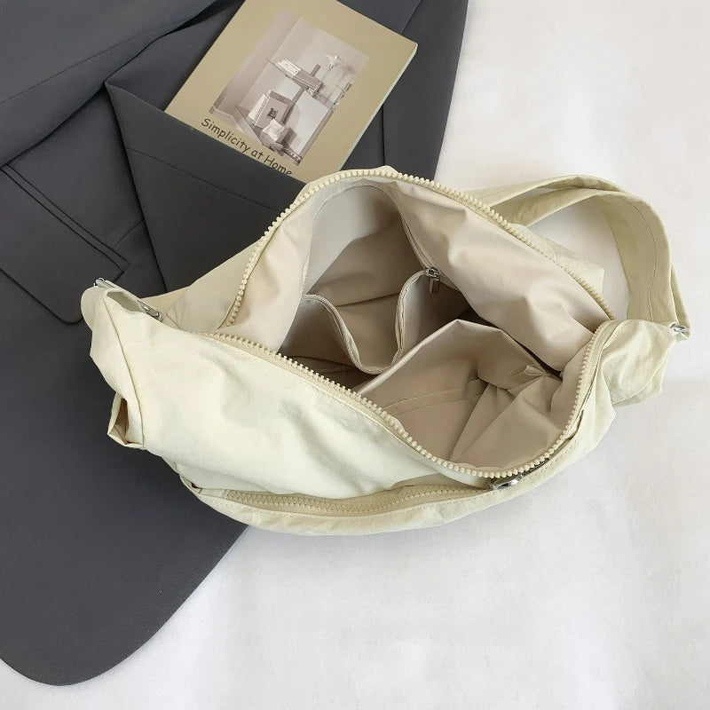 New Korean Style Fashion Nylon Shoulder Dumpling Bag  Large Capacity Lightweight Casual Crossbody Bag Daily Commuting Tote Bag