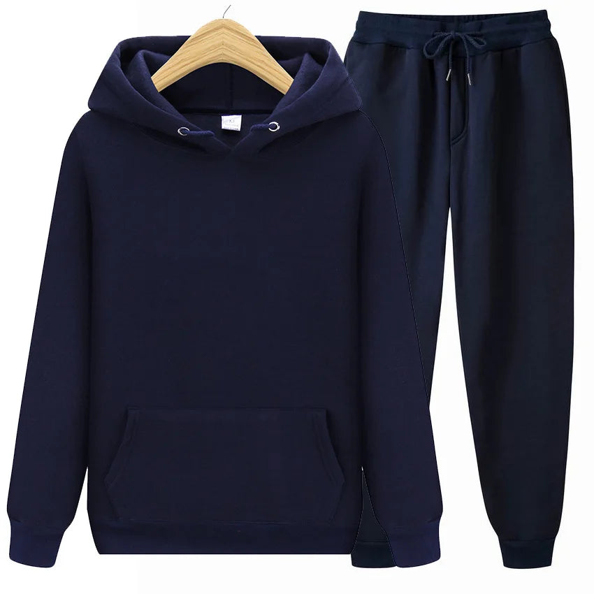 New Womens Solid Color Sets Hoodies Pants Autumn Winter Hooded Sweatshirt Sweatpants Hoodie Pant Hoody Pullover Female Suit