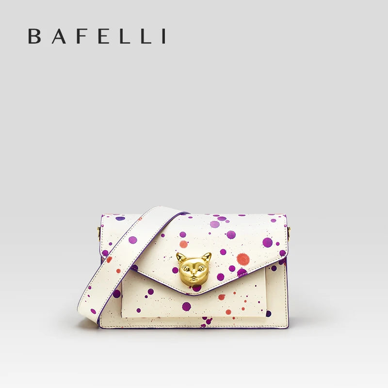 BAFELLI 2026 WOMEN'S BAG FASHION TREND LUXURY BRAND LEATHER FLAP CROSSBODY PURSE CAT SUMMER STYLE ORIGINAL DESIGNER HANDBAGS