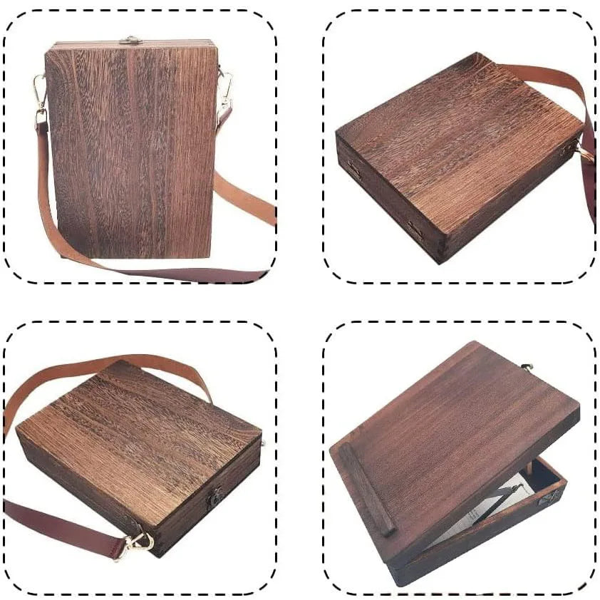 New Retro Nostalgic Writers Wood Box Bags Women Wood Messenger Bags Outdoor Multi-functional Sketch Bags Tool Storage Box Bags