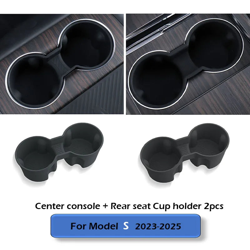 Water Cup Holder For Tesla Model X 2023 - 2026 Model S Central Control Drinks Holder Rear Seat Water Cup Cover Accessories