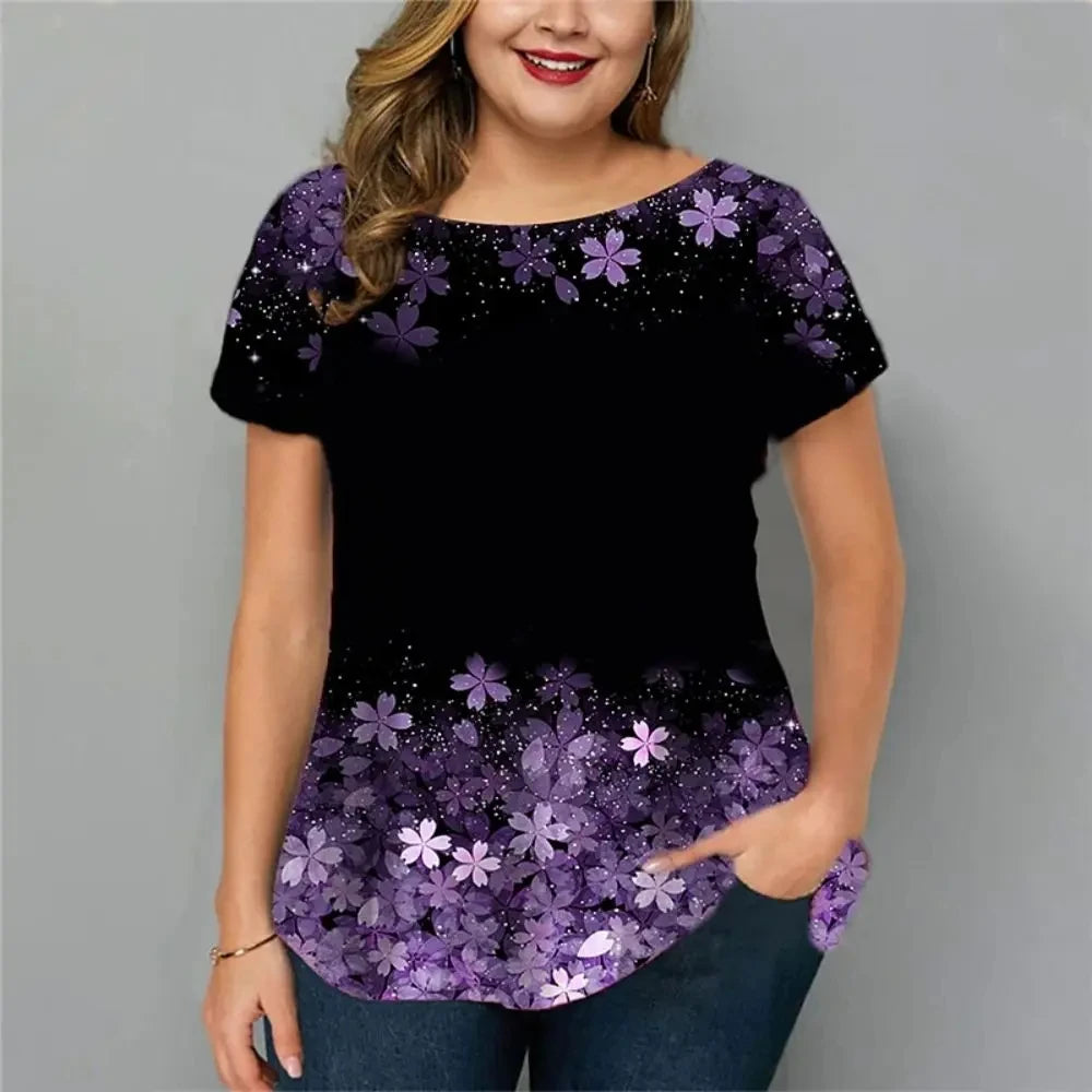 Summer Fashion 3D Printed Women's Short-sleeved T-shirt Harajuku Plus Size Casual Shirt Round Neck Women's Street Top T-shirt