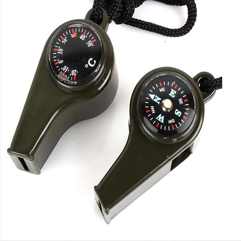 ABS Emergency Outdoor Whistle Plastic Multifunctional 3-in-1 Whistle Survival Whistle Compass Thermometer Whistle Referee