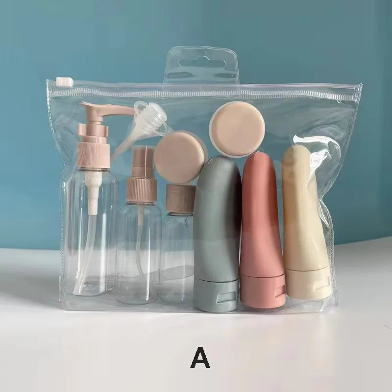 11Pcs Travel Toiletries Containers Set, Conditioner, Lotion – Refillable Mini Skincare Bottles for Airplane & Carry-On