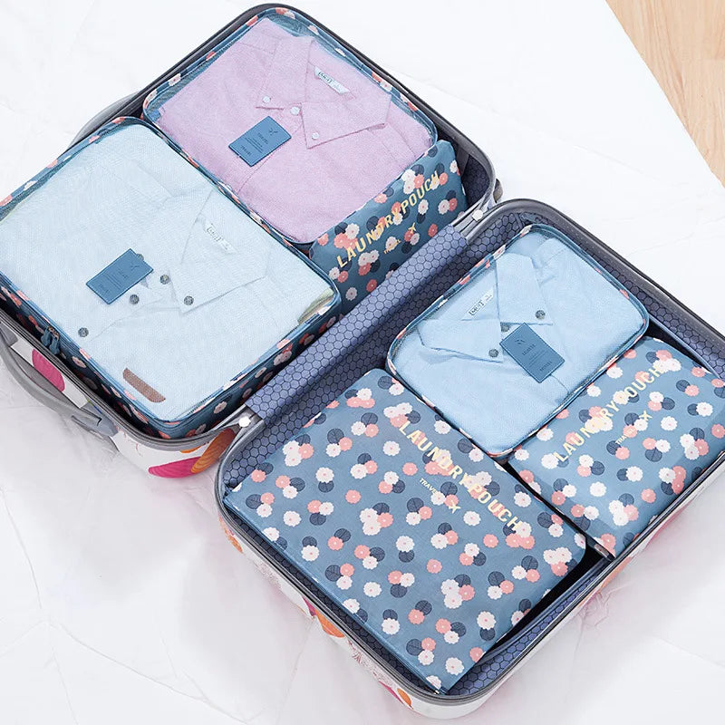 6/7PCS Set Travel Organizer Storage Bags Multifunction Packing Cube Bag For Clothes Tidy Portable Wardrobe Suitcase Pouch Case