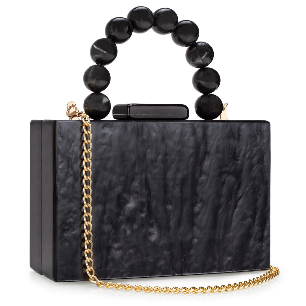 Beading Handbag Marble Acrylic Luxury Box Clutch Evening Bags Wedding Party Chain Shoulder Bag Dinner Dress Purse Festival Gift