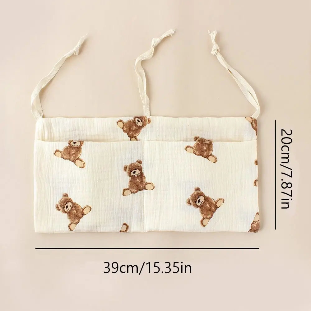 Space Saving Cotton Crib Storage Bag Large Capacity Dual-pocket Diaper Storage Bag Portable Stuff Organizer Stroller