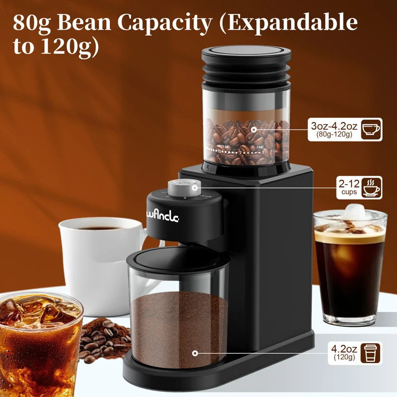 Coffee Bean Grinder Conical Burr Coffee Grinder Electric with 25 Adjustable Grind Settings for Espresso French Press 2-12 Cups