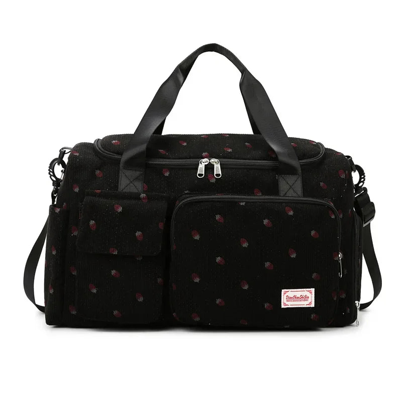 Corduroy Travel Tote Bag Large Capacity Carry On Travel Bag With Shoe Compartment Sports Fitness Bags For Women Duffle Bags