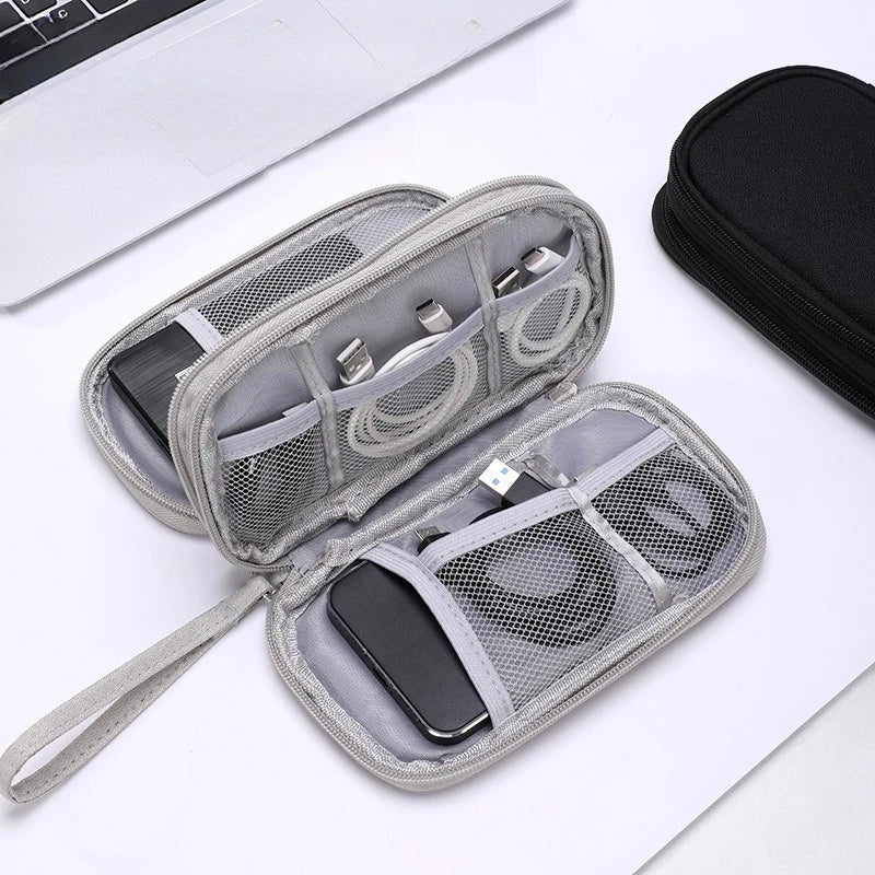 Cable Organizer Bag Double Layer Waterproof Portable Travel Digital Accessories for Power Bank Earphone Charger USB Cord Phone