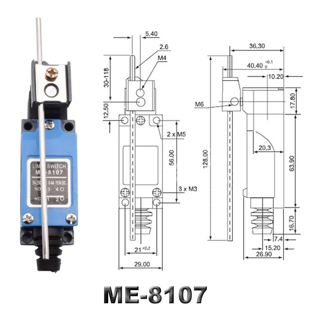 Waterproof CNC Limit Switch ME 8108 8111 8122 9101 5A/220V Rotary Roller Lever Sealed Industrial Momentary Limit Switch 1NO 1NC