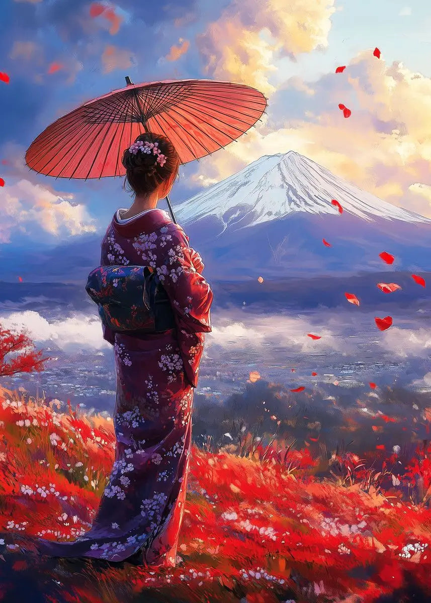 Japanese Samurai Geisha Umbrella Bonsai Sakura Art Poster Landscape Canvas Painting Wall Prints Picture for Room Home Decor