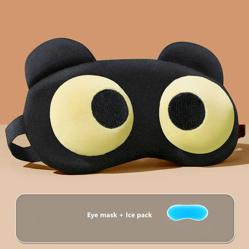 Cute Bear Eye Mask Sleep Aid Light Blocking Breathable Eyeshade for Travel Protective Safety Eye Wear Cold Hot Compress