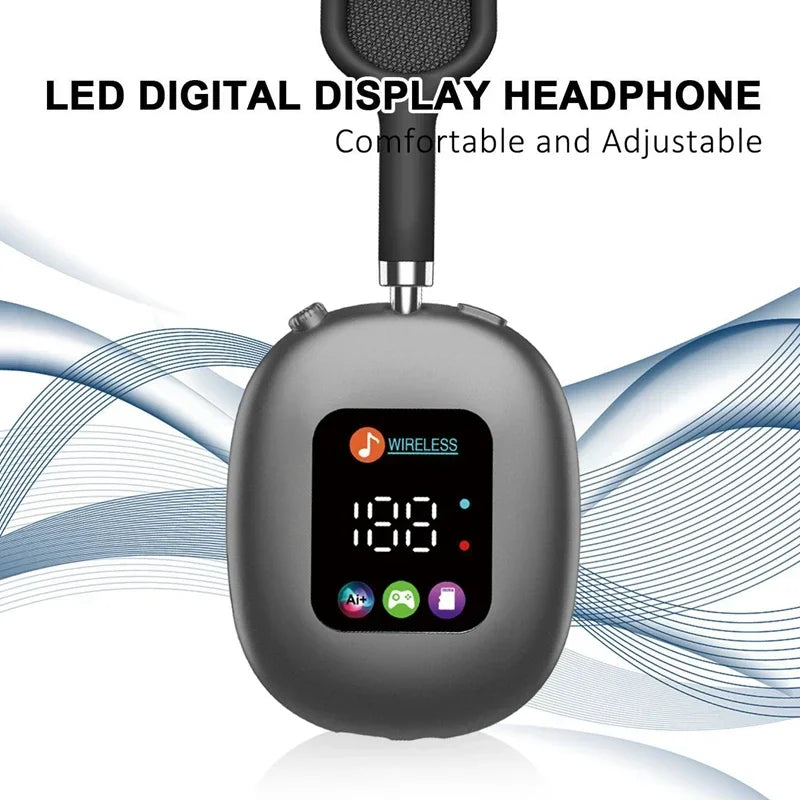 Wireless Headphone AKZ MAX600 Noise Cancelling Headphones Can Use Memory Card Hybrid With Touch Control LED Screen