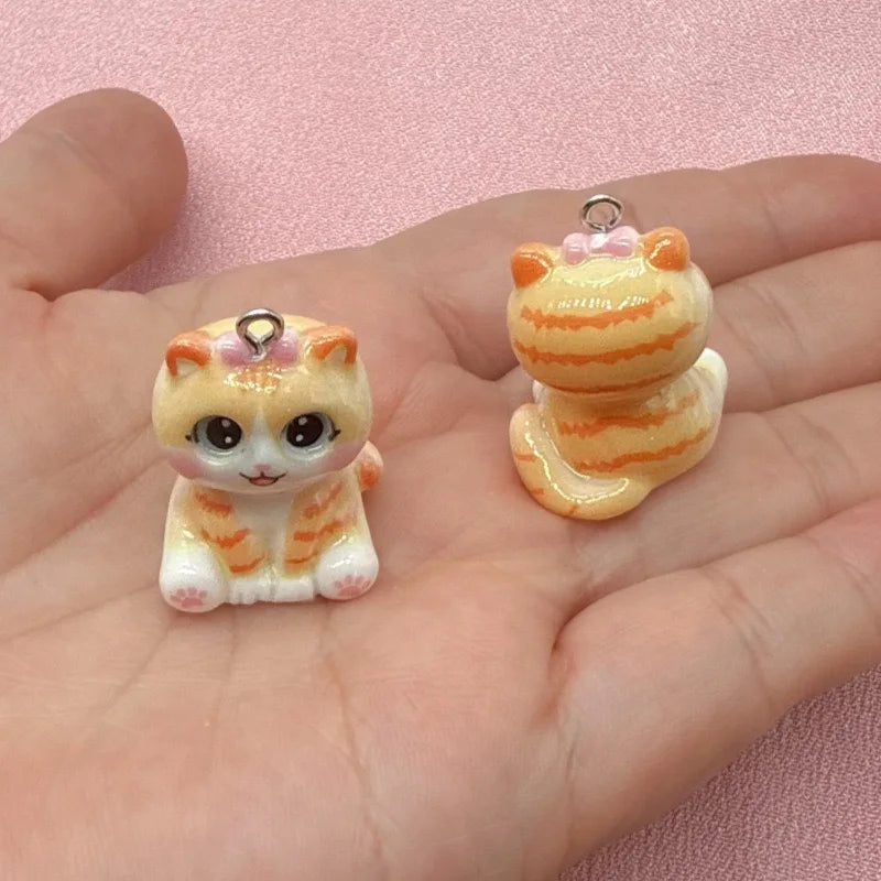 10pcs 3D Beach Kitten Cartoon Handmade DIY Accessories Cream Gel Resin Small Accessories Material Pack