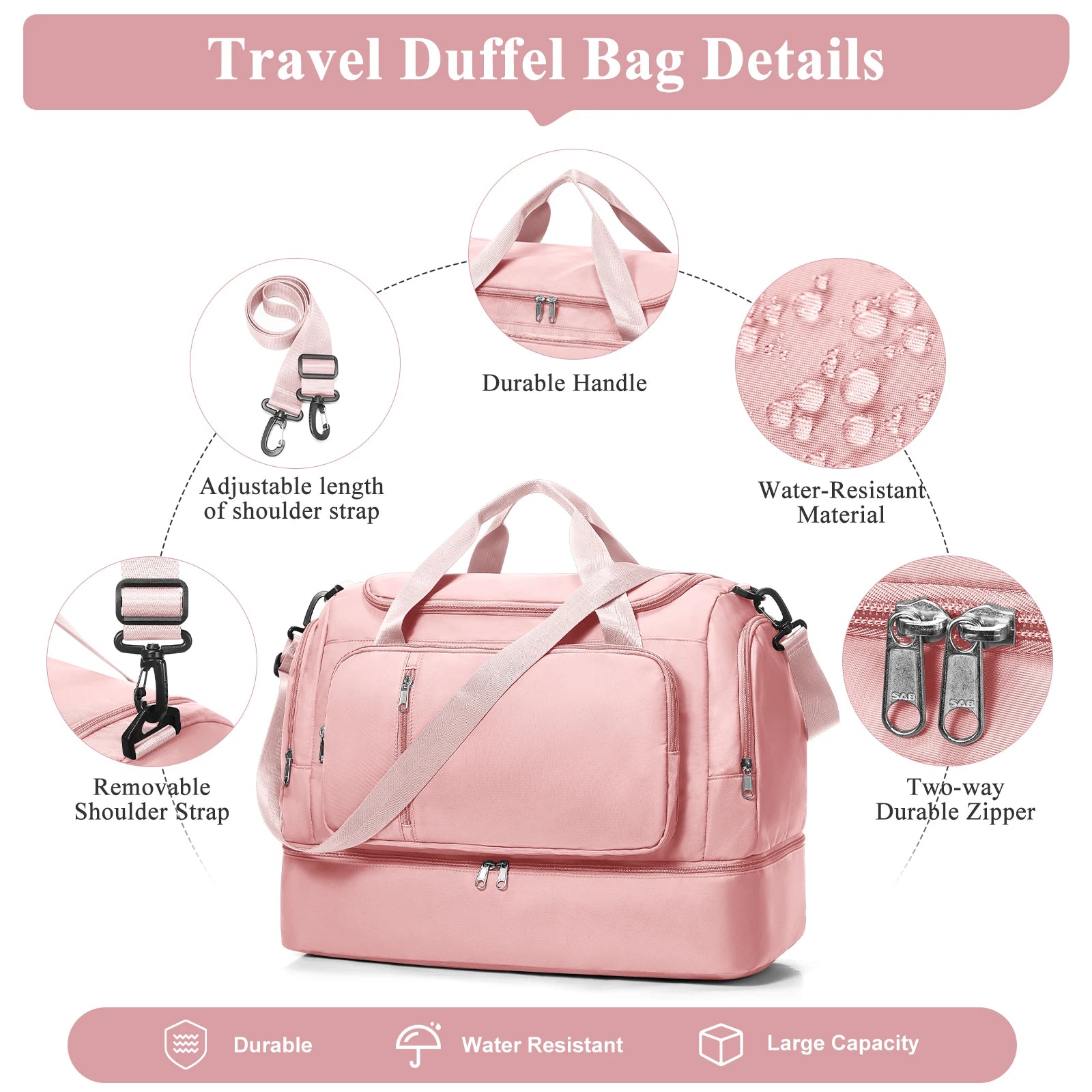 Large Capacity Travel Bags Hand Luggage Bag Sports Shoulder Crossbody Backpack, Short Distance Package Bags，Clothing Storage Bag