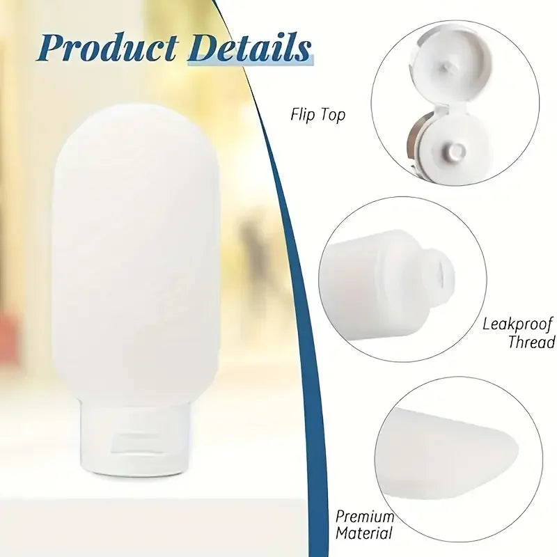 4pcs Refillable Plastic Travel Bottles - 2.03oz Leakproof Containers with Bag for Shampoo, Lotion & Cosmetics